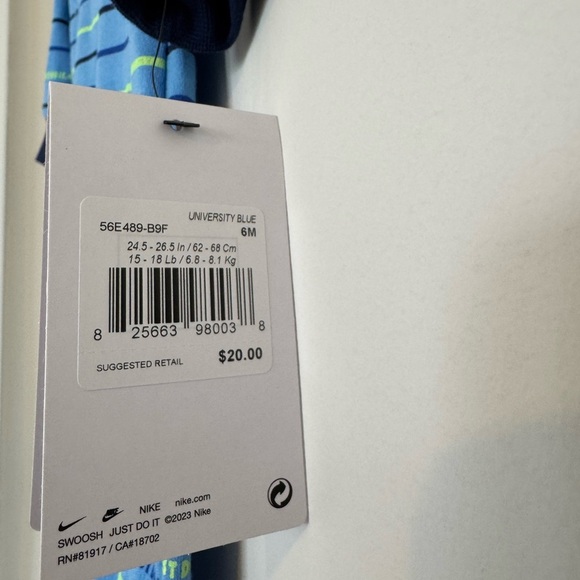 Nike Kids Blue and Black Striped Footie Size 6 Months NWT - Picture 4 of 7